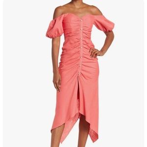 Ronny Kobo Stevie Puff Sleeve Ruched Dress Size XS